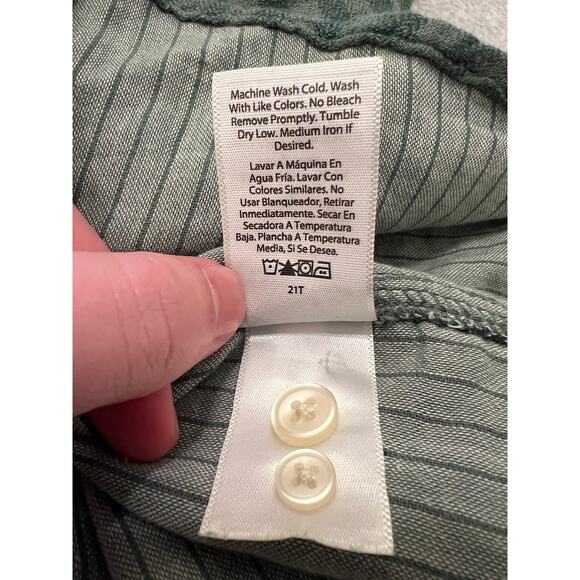 Free Assembly Button Up Shirt Mens L Long Sleeve Striped Organic Cotton Green - Picture 5 of 16